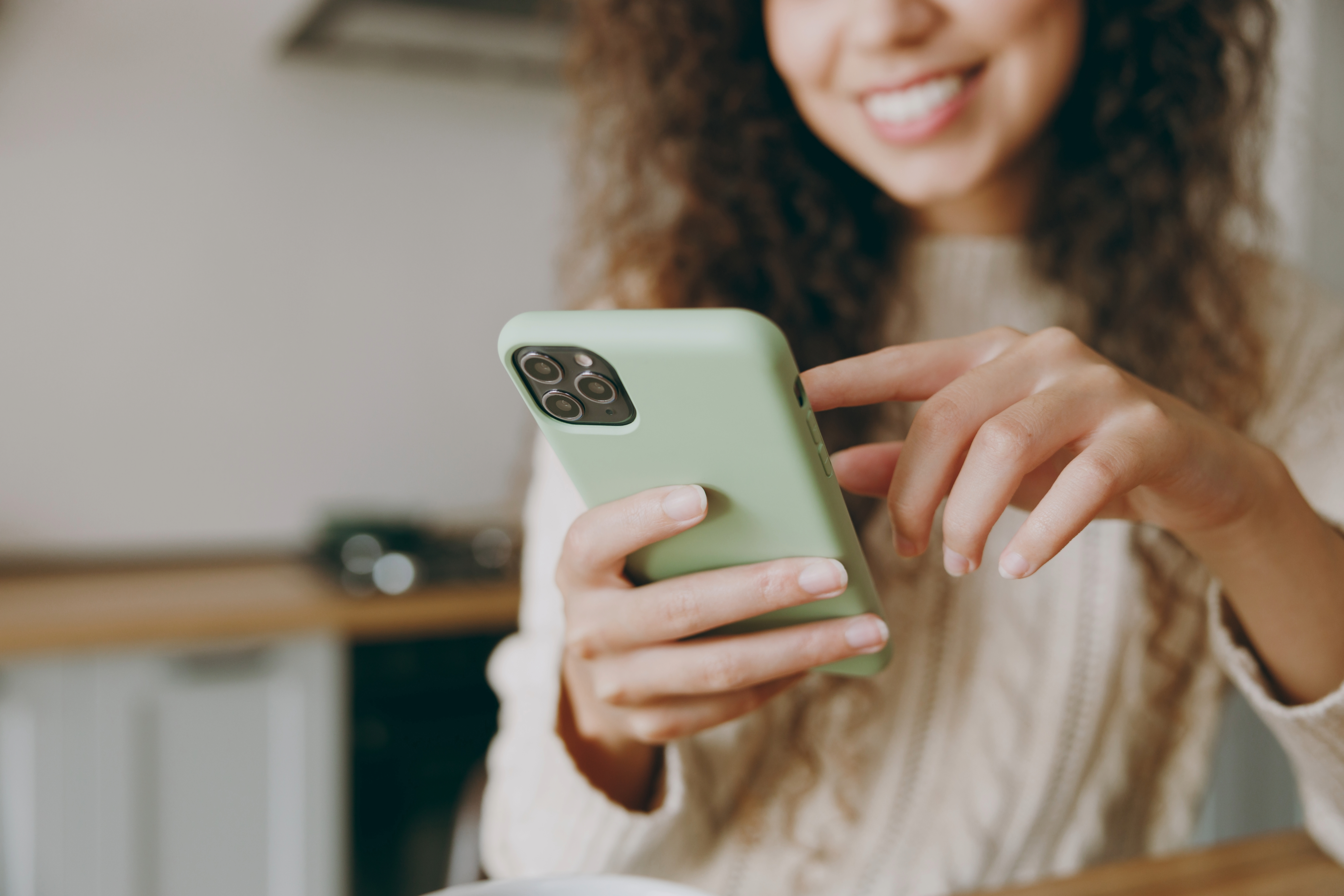 Closeup of woman on her phone